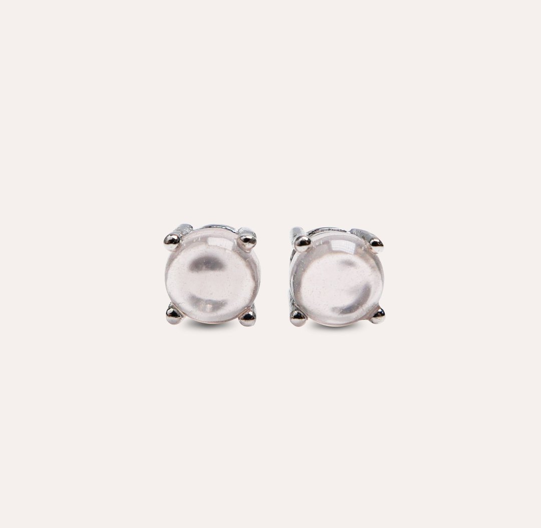 安珠 粉晶 粉色 圆形 5mm 耳环 经典系列 Round E 宝石银饰 AND - 耳环/耳夹 - 银 粉红色