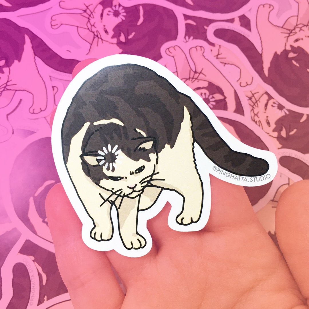 Buffering Loading Cat Meme Die Cut Sticker - 贴纸 - 塑料 