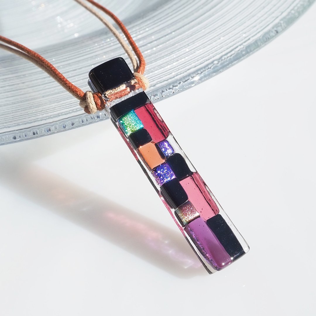 Japanese style glass (Yes to [Peach]) Necklace [Can be changed to an aroma pendant] [Made to order] - 项链 - 玻璃 粉红色