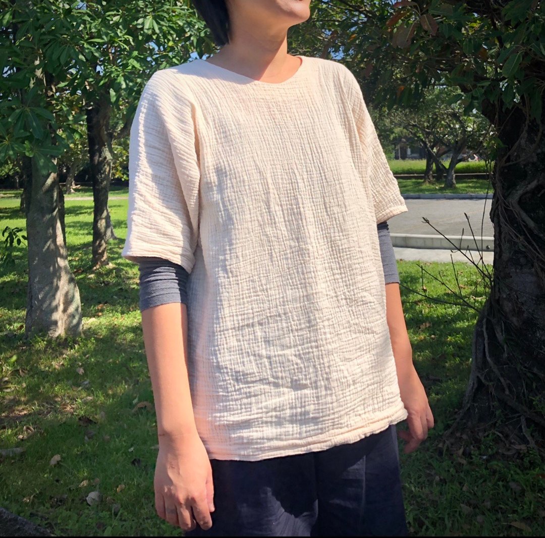 有机棉拼接剪裁日常上衣 - 女装上衣 - 棉 多色