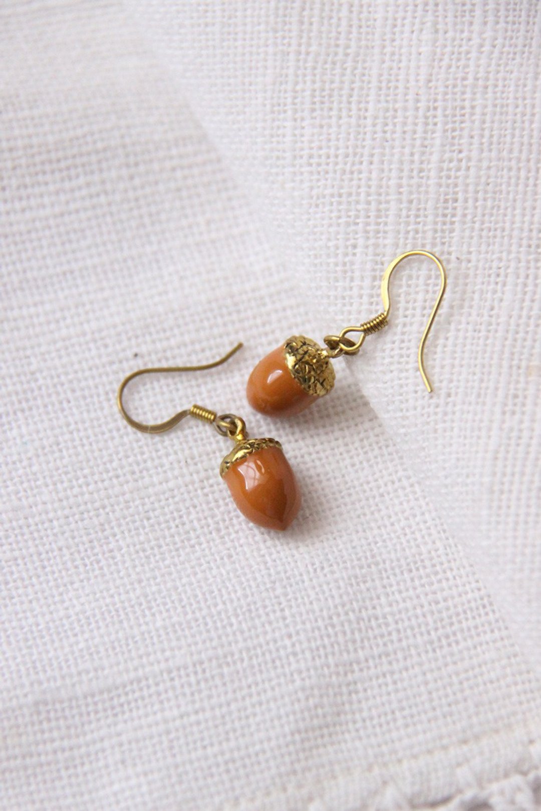 橡子耳环。仅限 Linen Jewelry - 耳环/耳夹 - 铜/黄铜 