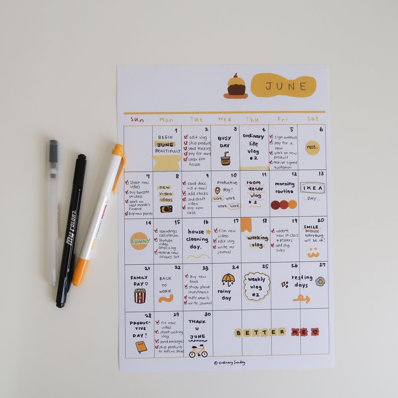 Wall Planner - 便条纸/标签贴 - 纸 黄色