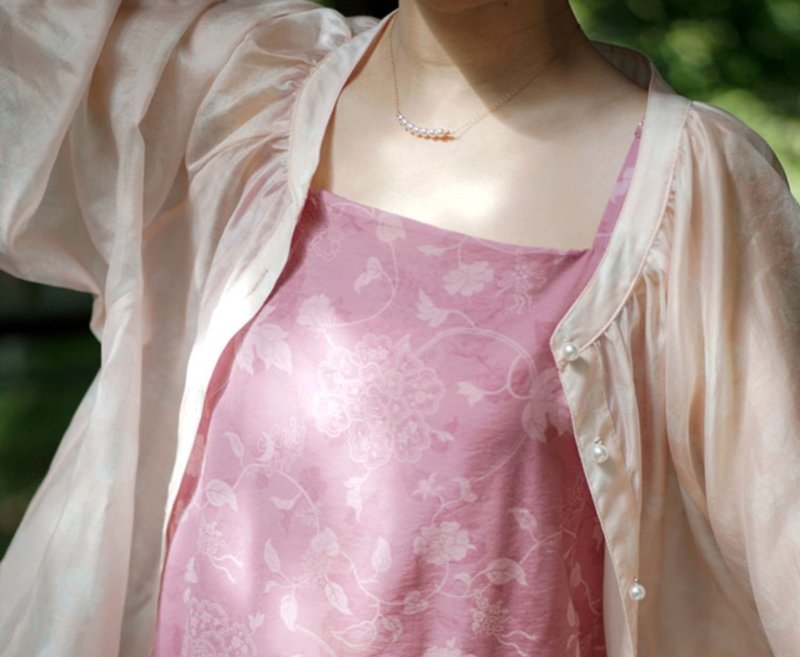 【缠枝月桂】新中式复古 牡丹纹通勤吊带裙 - 裙子 - 丝．绢 多色