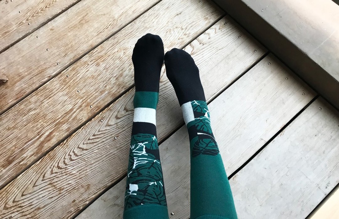socks_pine_forest / irregular / socks / stripes / green / flower - 袜子 - 棉 绿色