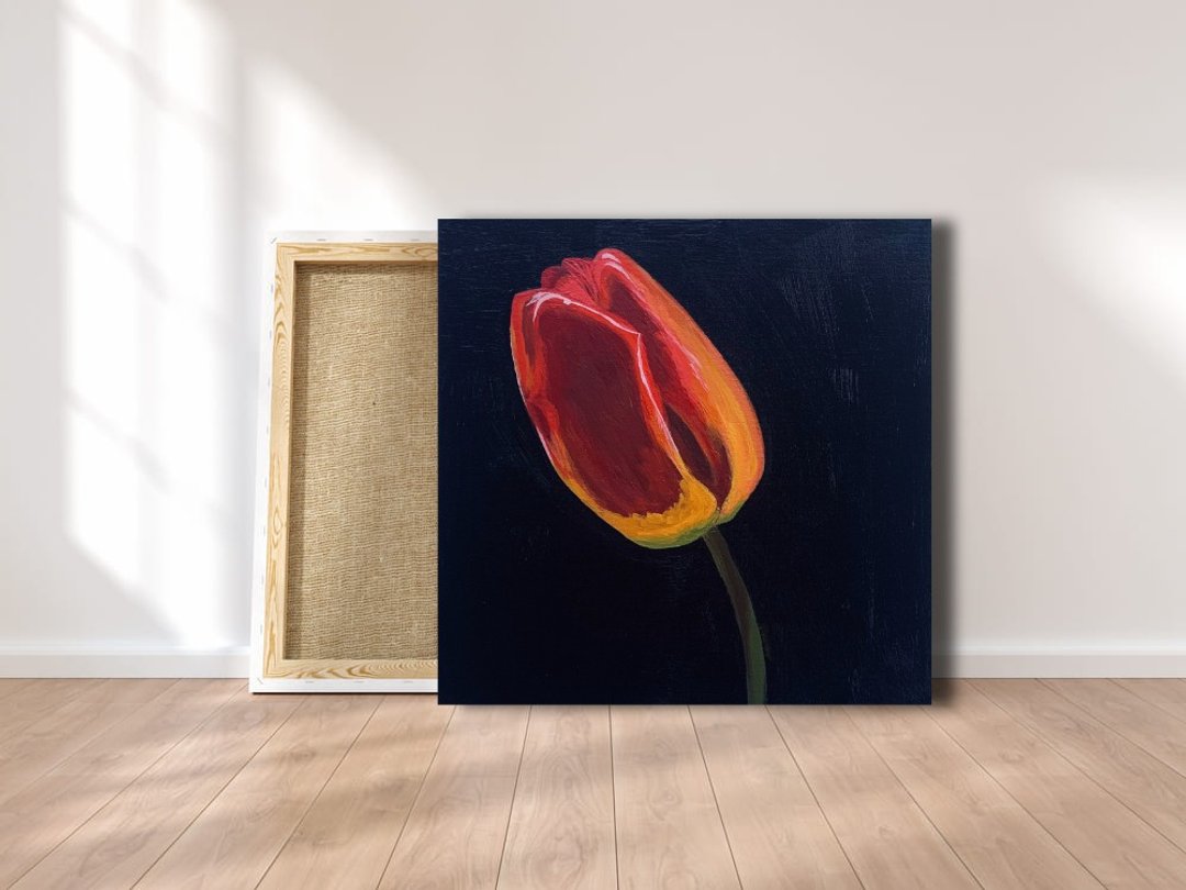 夏季植物牆藝術定制帆布 Flowers Painting Tulip Painting Spring Breath Hanging Picture Canvas - 海报/装饰画/版画 - 其他材质 多色