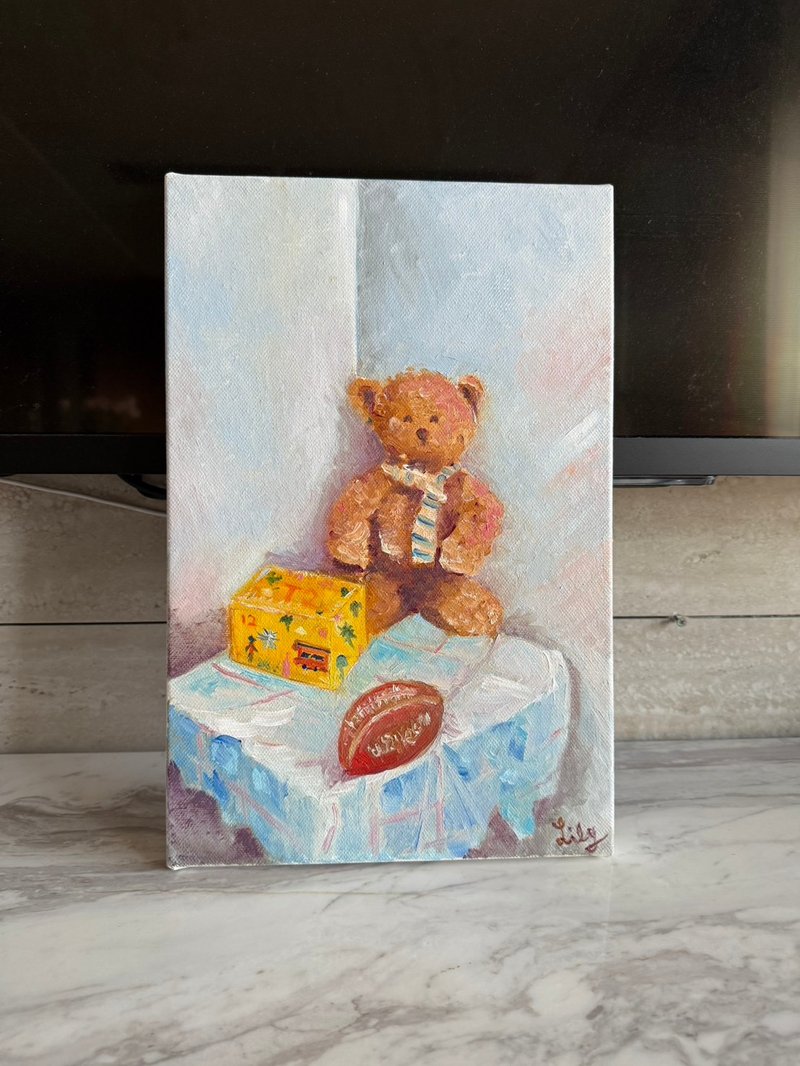 童年角落 - 小熊与时光静物油画 手绘原作 - 海报/装饰画/版画 - 棉．麻 