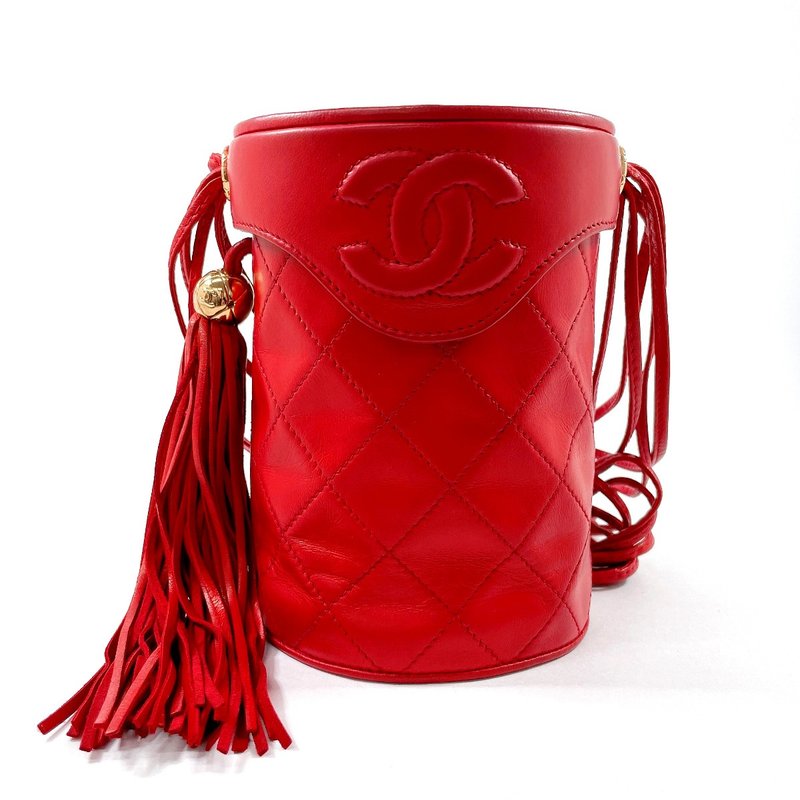 [日本直送，二手，全新如新] CHANEL 单肩包，化妆包，流苏，Coco Mark，Matelass - 侧背包/斜挎包 - 真皮 红色