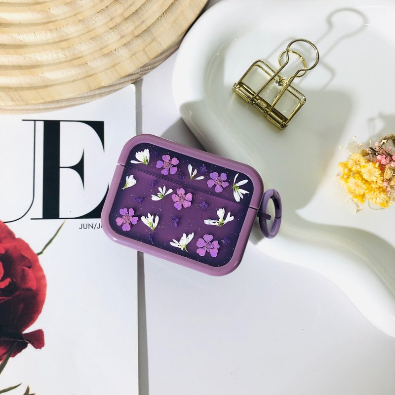水晶紫压花耳机壳,搭配AirPods 1,2,3,4,AirPods Pro 2,精美礼物 - 耳机 - 植物．花 