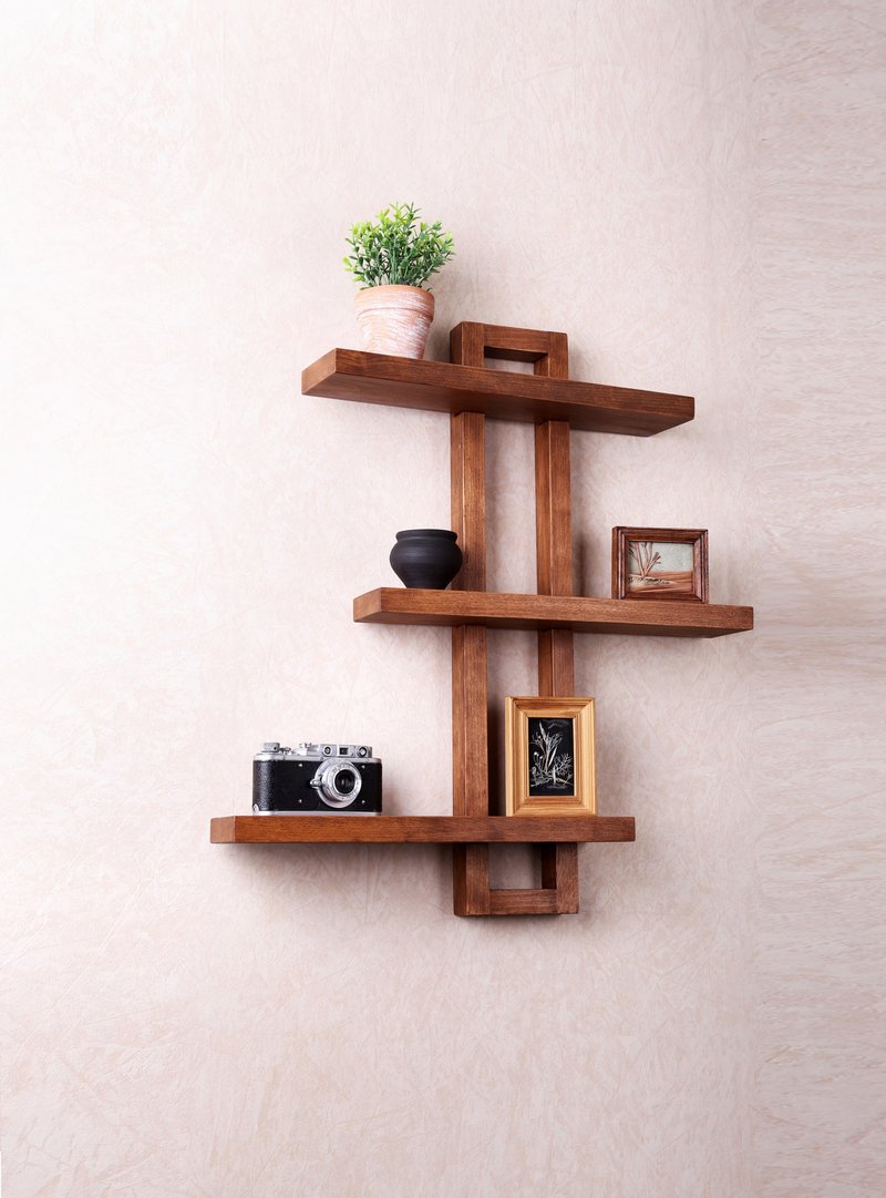Shifting Adjustable Shelf wall shelf Wood shelf, floating wall kitchen shelf - 置物架/篮子 - 木头 