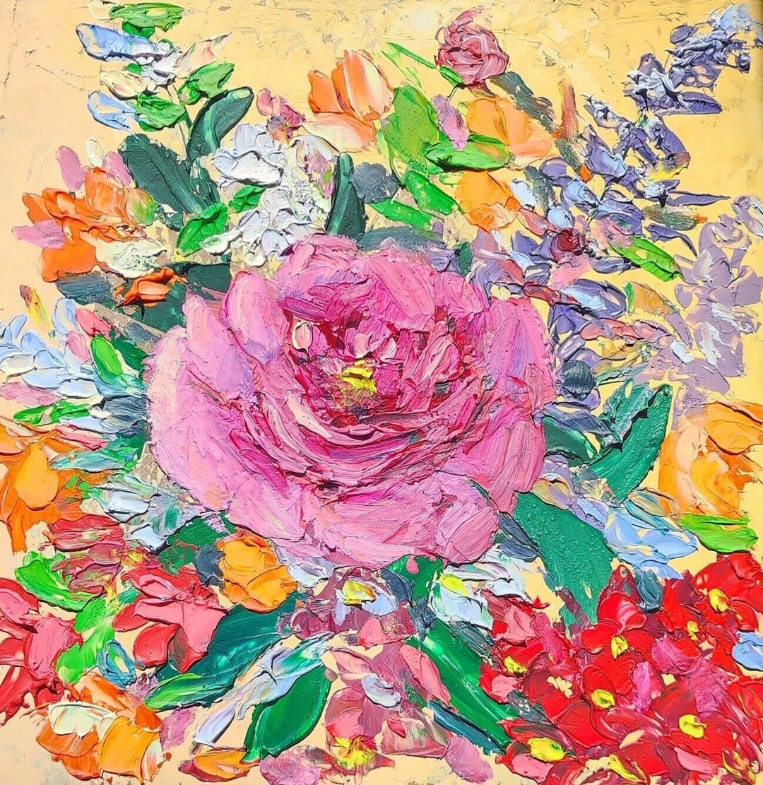 玫瑰画花卉原创艺术花卉厚涂油画小墙艺术 - 插画/绘画/写字 - 其他材质 