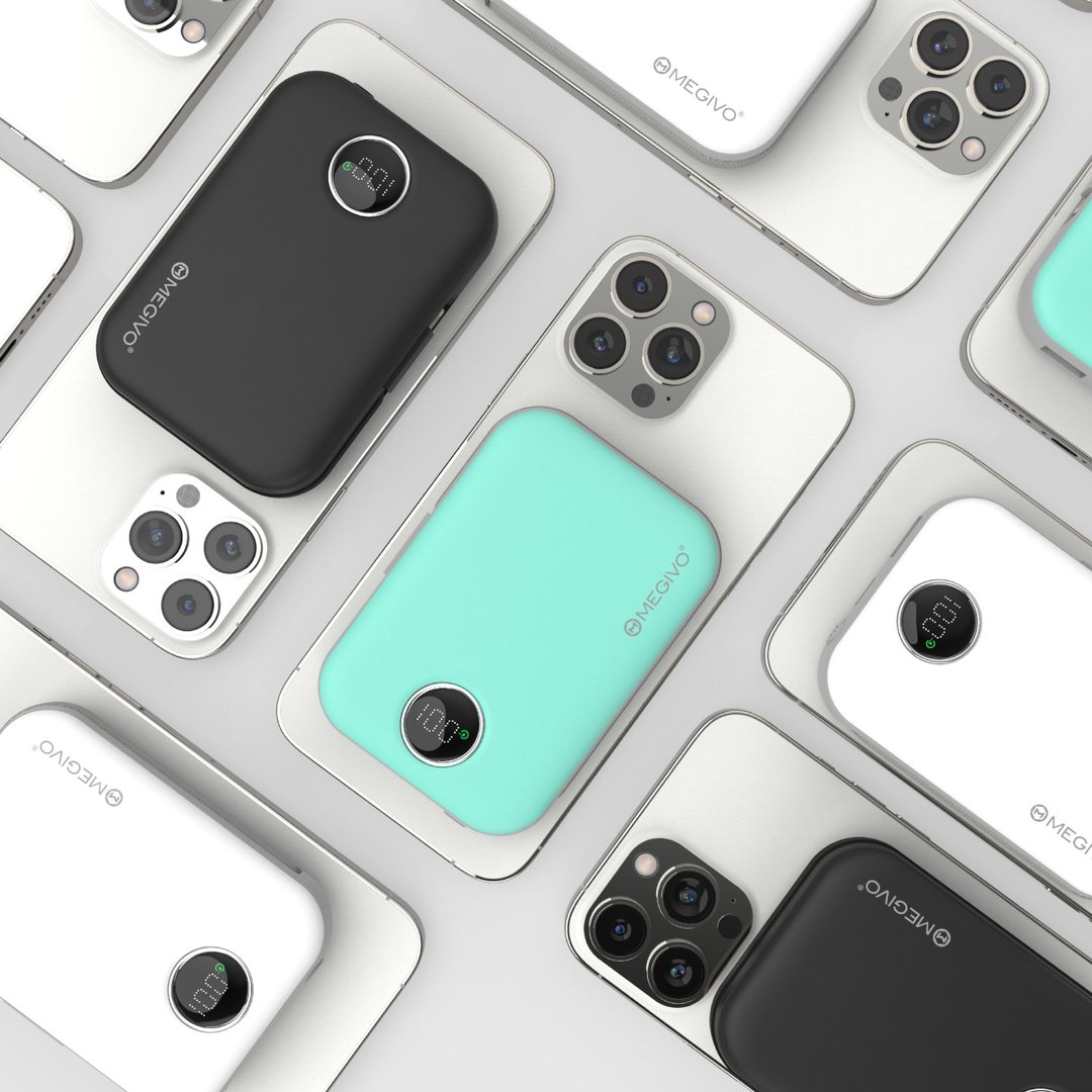 MEGIVO Mag-BX02 10,000mAh 磁吸无线流动充电器 - 充电宝/传输线 - 硅胶 蓝色