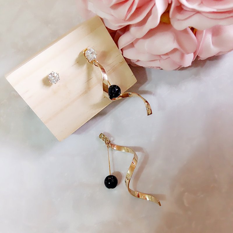 简约浪漫 梦幻星空 旋转耳环耳钉花托 / ::Myth of Sky Collection:: Earring Jacket - 耳环/耳夹 - 其他金属 金色