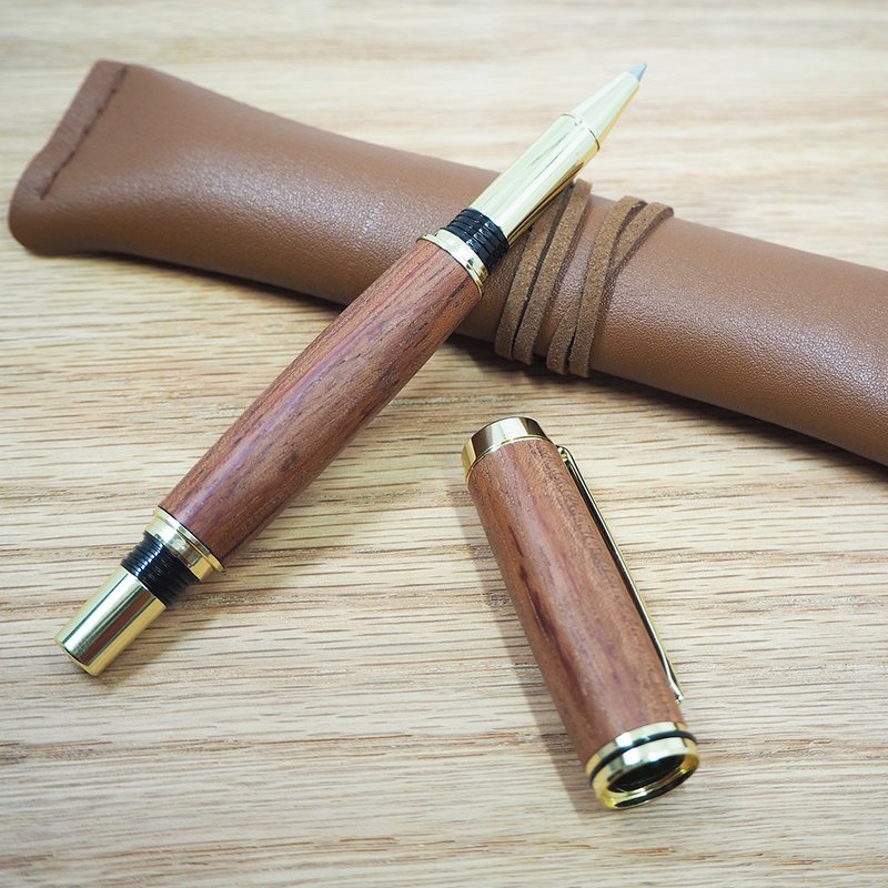 【定制化礼物】红花梨木-手工钢珠笔 │ 刻字 │ 送礼 │自用 - 钢珠笔 - 木头 咖啡色
