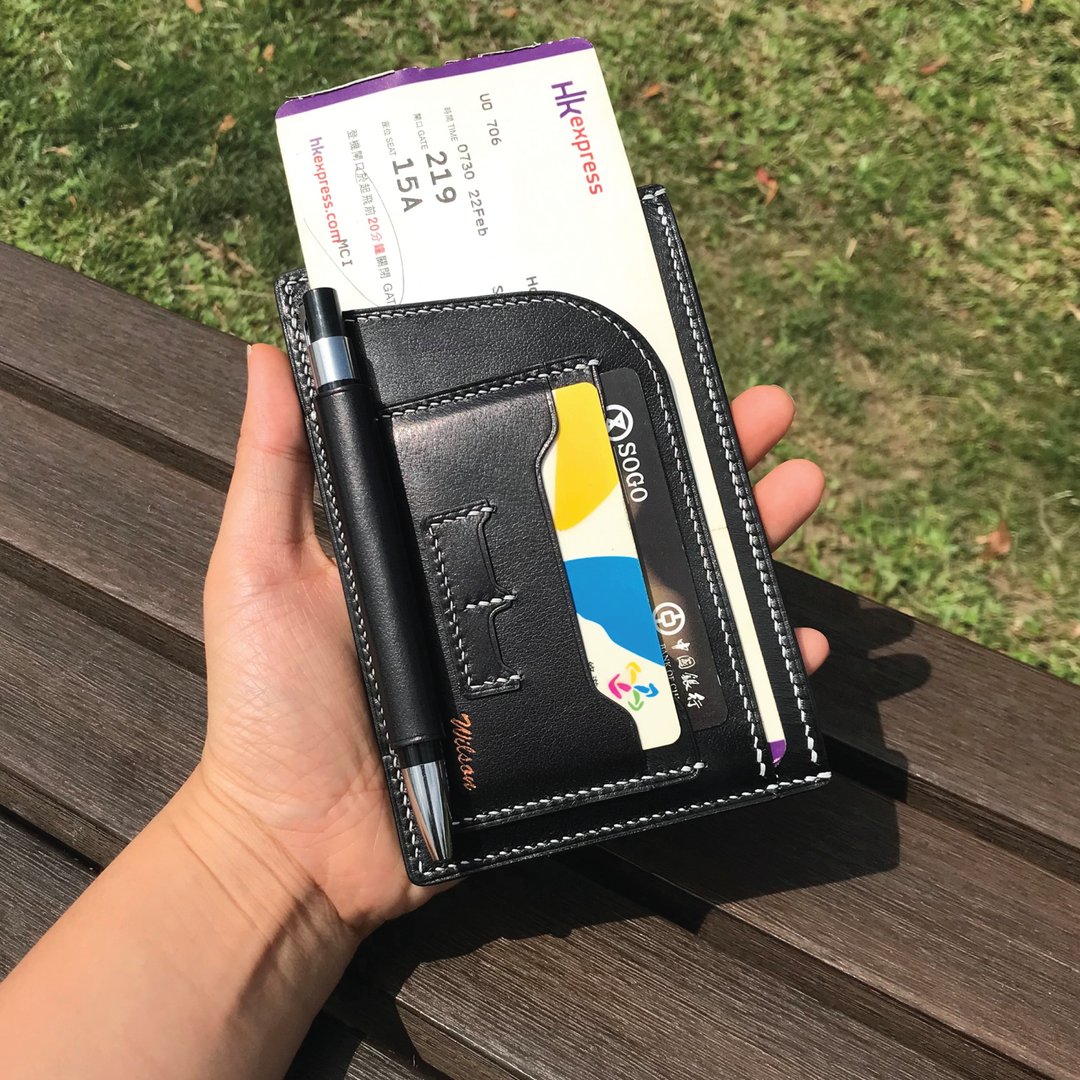 【Passport套/护照夹】黑色小牛皮/旅行/多色可选/手工制造 - 护照夹/护照套 - 真皮 黑色