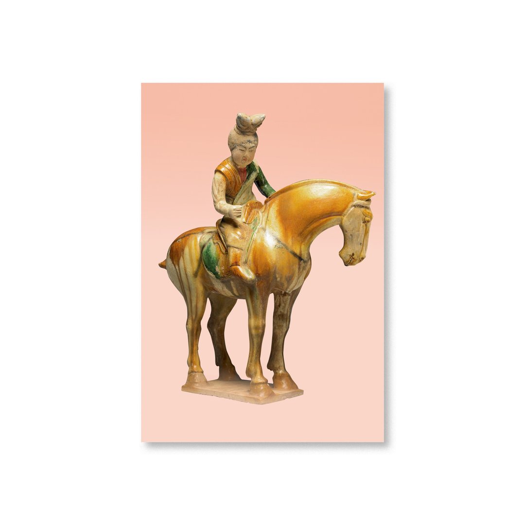 【明信片・Postcard】唐・三彩马球仕女俑 - 卡片/明信片 - 纸 橘色
