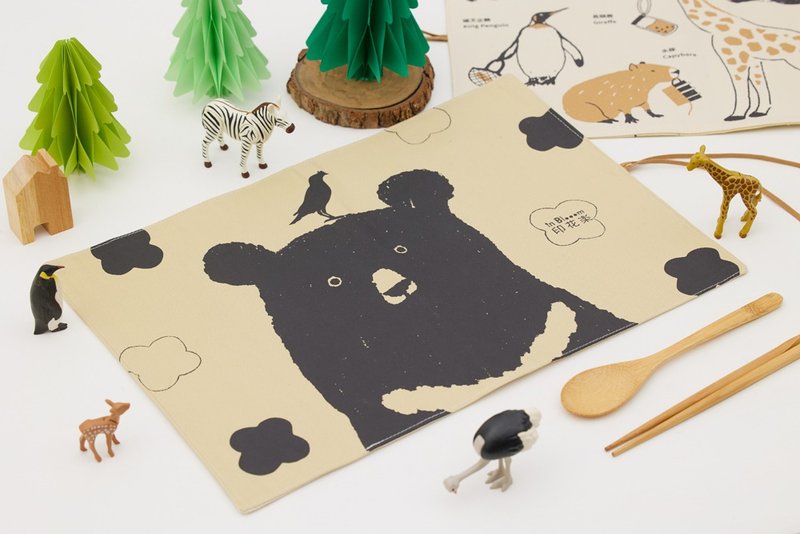 印花乐动物园餐垫(含餐具)/有机棉/可爱的台湾动物 - 餐垫/桌巾 - 棉．麻 