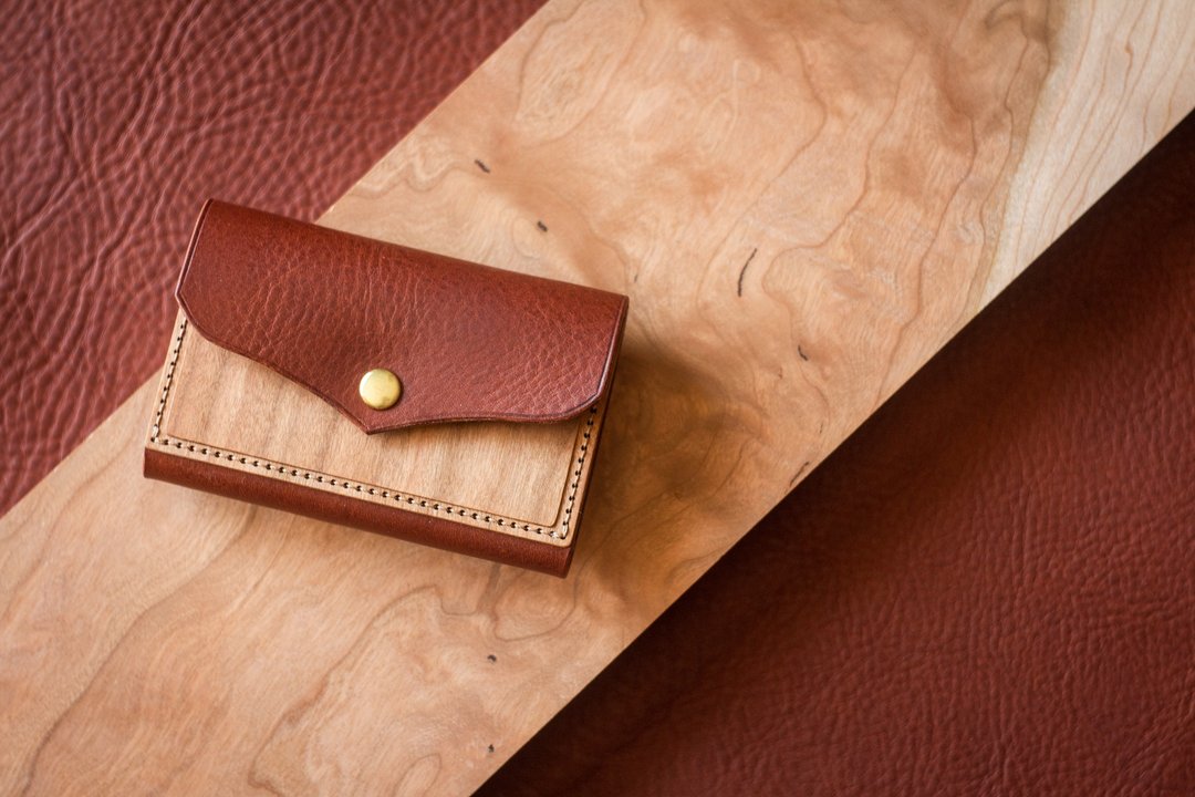 Card Wallet -Chocolate x American Black Cherry - 皮夹/钱包 - 真皮 