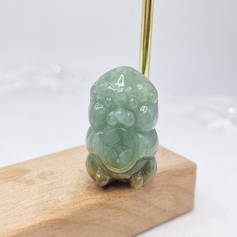 温润双彩色手工雕刻吞金兽吊坠 |天然缅甸玉A货翡翠 - 项链 - 玉石 