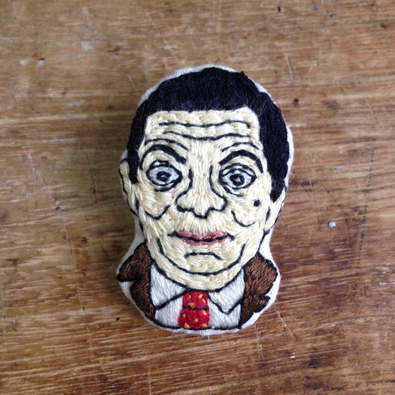 电影系列 戆豆先生 Mr. Bean / 手工刺绣 别针 胸针 扣针 - 胸针 - 绣线 多色