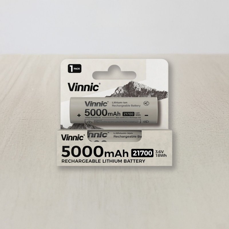 Vinnic 3.6v 5000mAh 21700 可充电锂电池 - 充电宝/传输线 - 塑料 卡其色