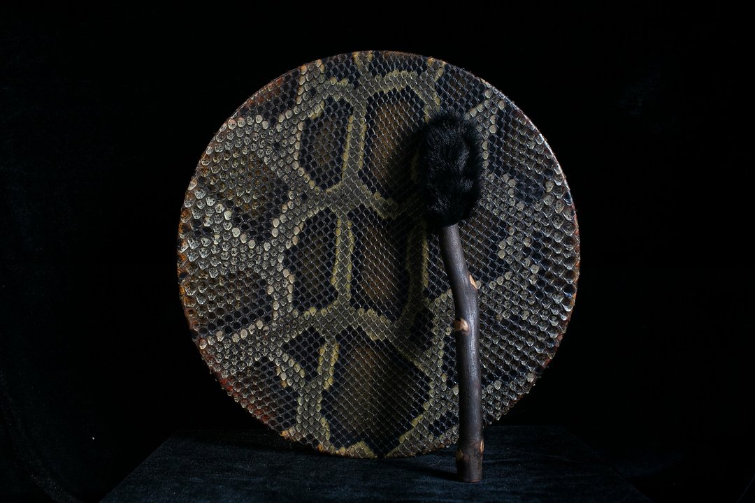 snake skin shaman drum medicine sacred ritual - 吉他/乐器 - 其他材质 