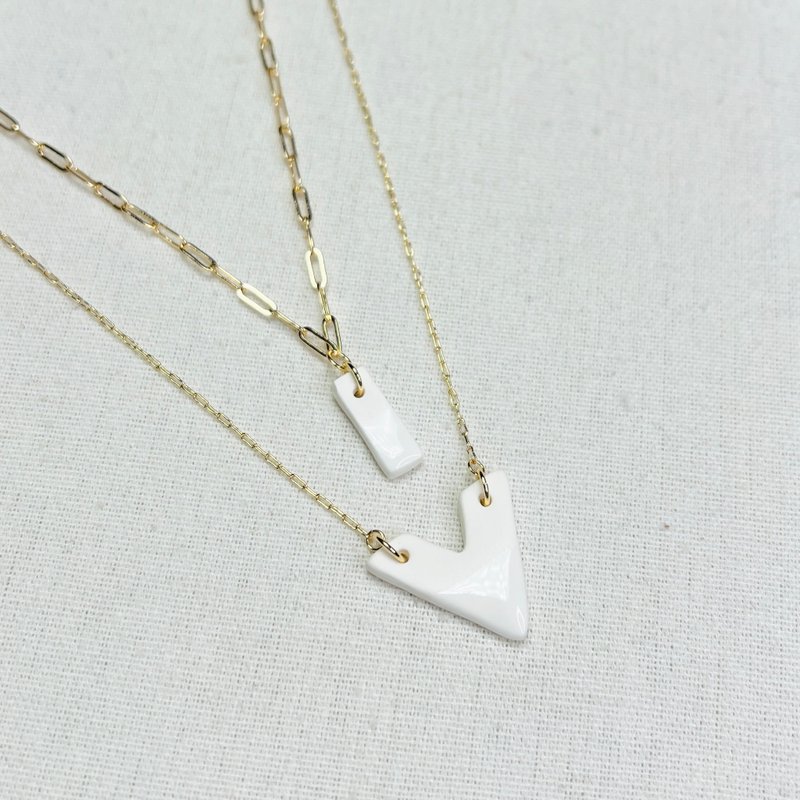 Minimalism 白瓷项链  Minimal Layer  圣诞 派对 礼物 包装 - 项链 - 瓷 白色