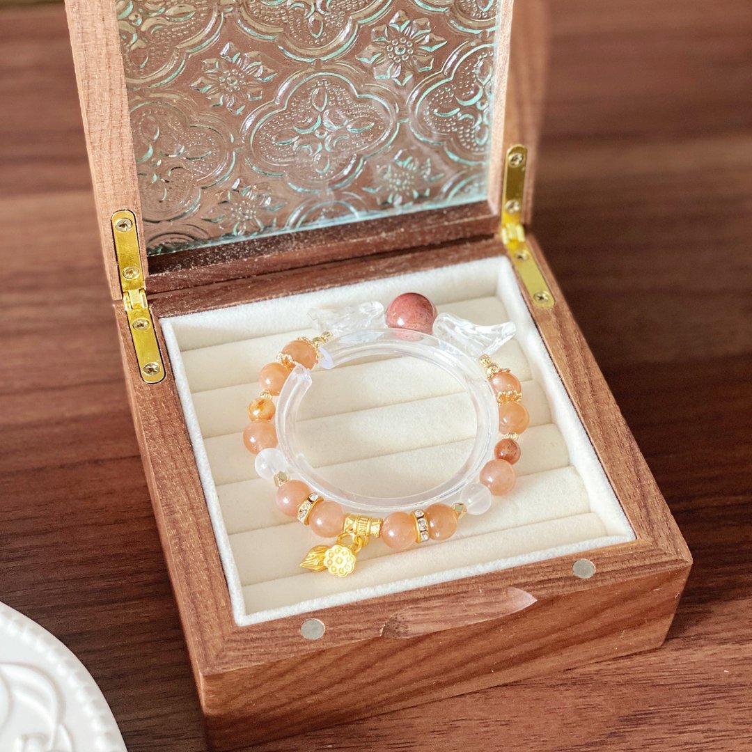 Amelia Jewelry丨布鲁日的曙光丨阿拉善玛瑙橙月光蓝月光原创手链 - 手链/手环 - 水晶 橘色
