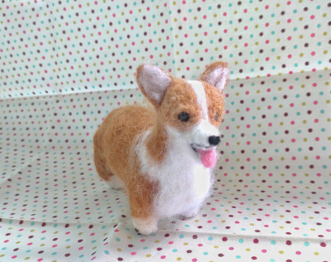 定制化礼物 羊毛毡 宠物 复刻 狗狗 - 哥基 柯基 站姿 植毛款 - 其他 - 羊毛 金色