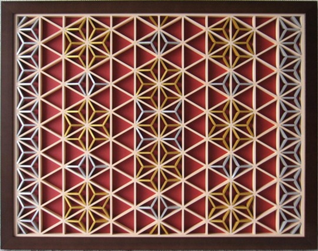 Kumiko Art Panel Gold in amber - 摆饰 - 木头 