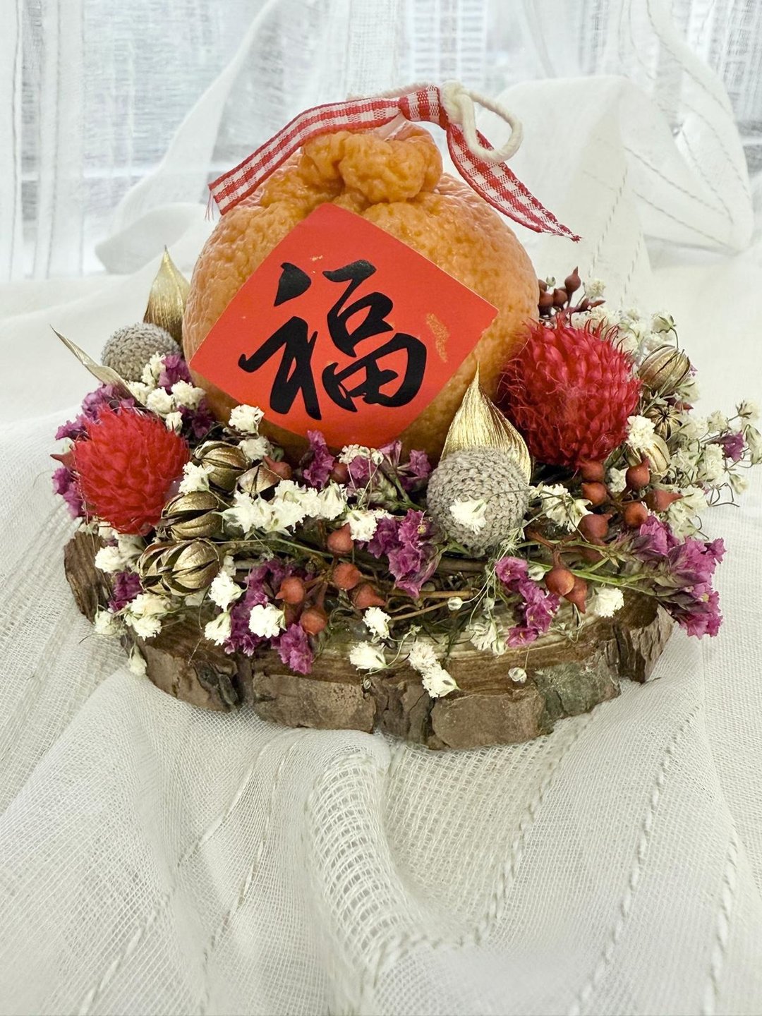 马年春节永生花 |不凋花 |干燥花大吉大利香氛蜡烛花环春节装饰 - 干燥花/捧花 - 植物．花 