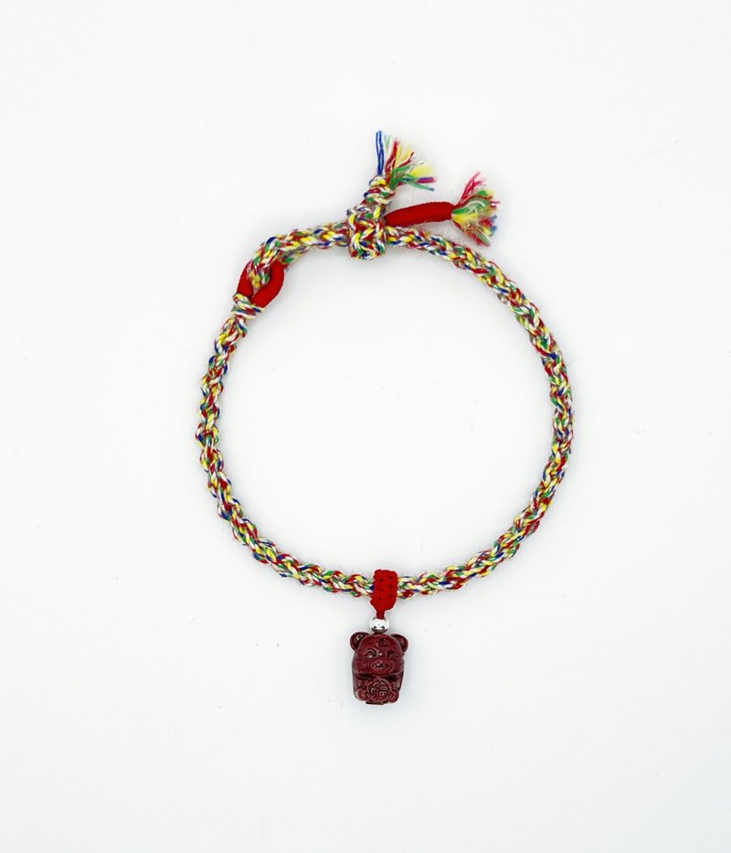 五色彩线福气虎神朱砂招财手绳 - 手链/手环 - 棉．麻 多色