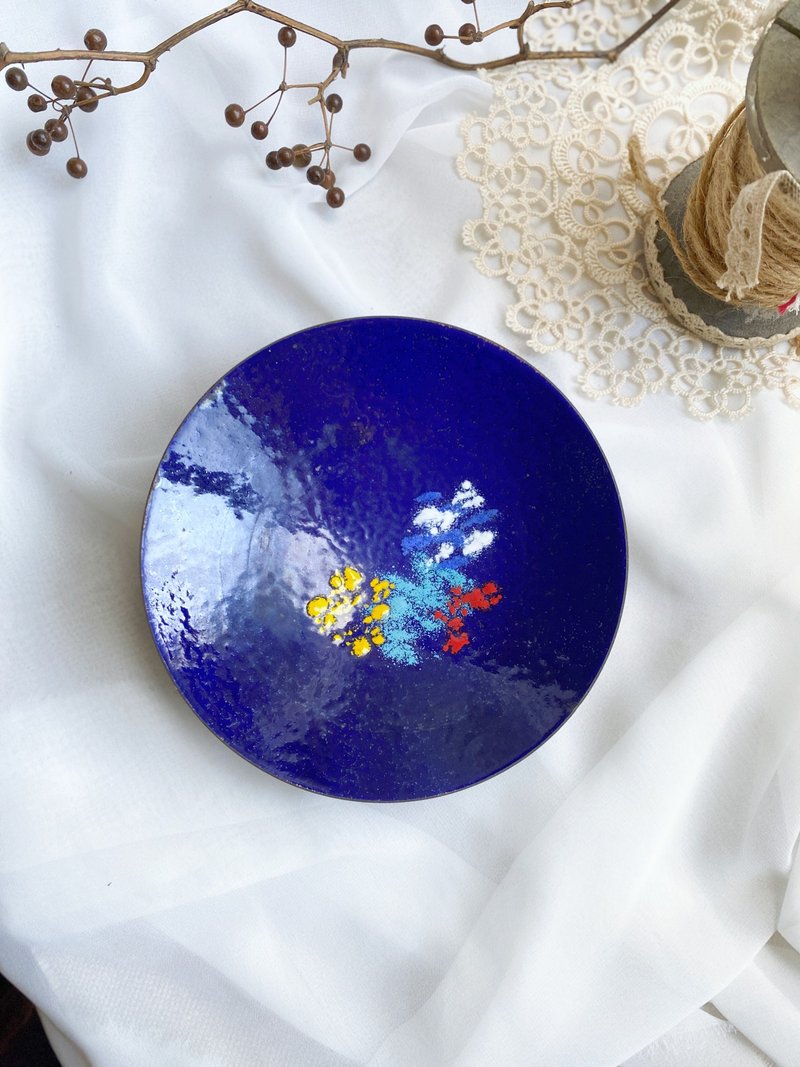 【好日恋物】日本带回古件漆器工艺彩绘铜盘铜钵 - 摆饰 - 铜/黄铜 蓝色