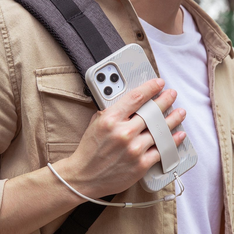 iPhone 12系列 Heldro弹性腕带防摔手机壳-迷彩米白 - 手机壳/手机套 - 其他材质 白色