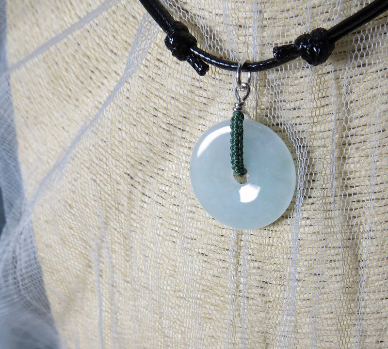 纯银*本命年【平安如意】平安扣翡翠韩国蜡线项链*Shm-04*招财 - 锁骨链 - 宝石 多色