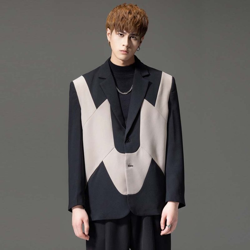 男士西装外套 裁魂系列撞色休闲西服 - 男装西装外套 - 聚酯纤维 
