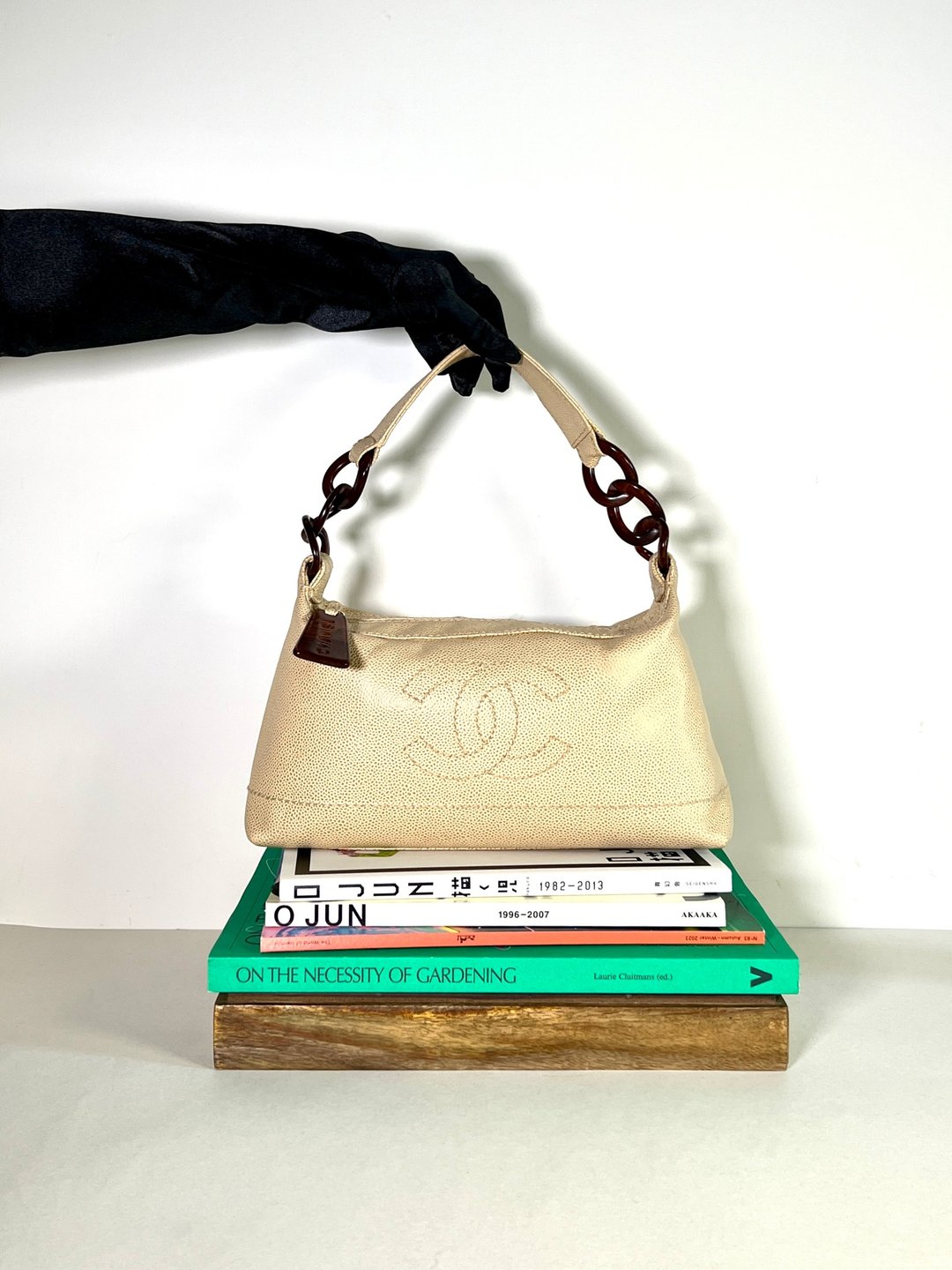 Chanel hobo bag 独特罕有木质连接手袋啡黄色肩背侧背孭包 - 手提包/手提袋 - 真皮 咖啡色