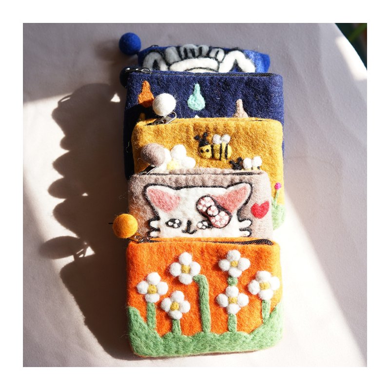 毛毡零钱包 設計 手工自制 本季新品 伴手礼 - 零钱包 - 羊毛 多色