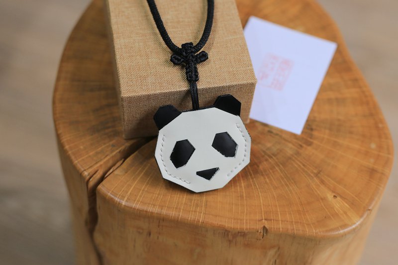 壹染指原创功能熊猫 | 眼镜挂| AirTag苹果定位器 门禁 公交卡套 - 证件套/卡套 - 真皮 