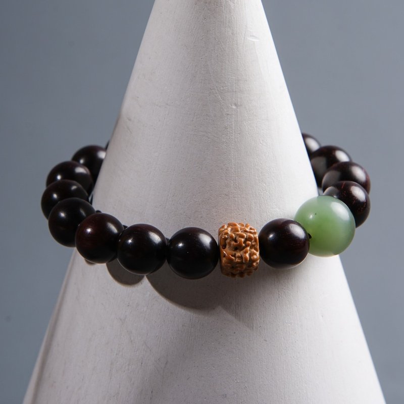 五行补木原创款印度小叶紫檀籽料碧玉金刚菩提男女手串小众文艺风 - 手链/手环 - 木头 