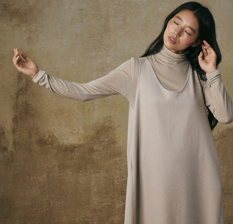 【羊毛无袖】新中式复古 廓形拼接连衣裙 - 洋装/连衣裙 - 羊毛 多色