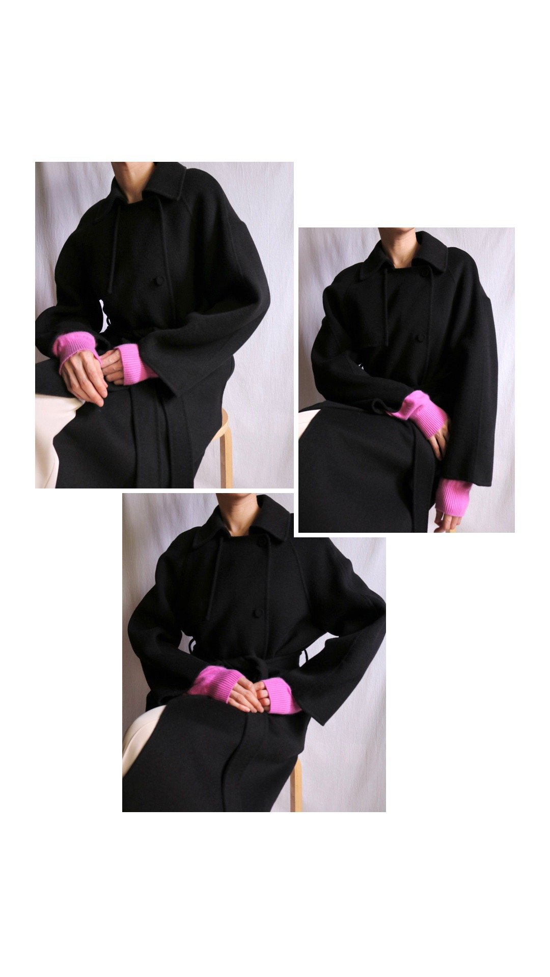 Mischa Coat 手缝双排扣毛混纺大衣 黑色样品 S 出清 - 女装休闲/机能外套 - 羊毛 