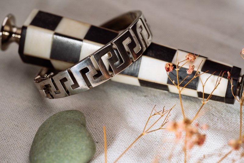 几何造型纯银手镯 - 西洋古董首饰 - 手链/手环 - 纯银 