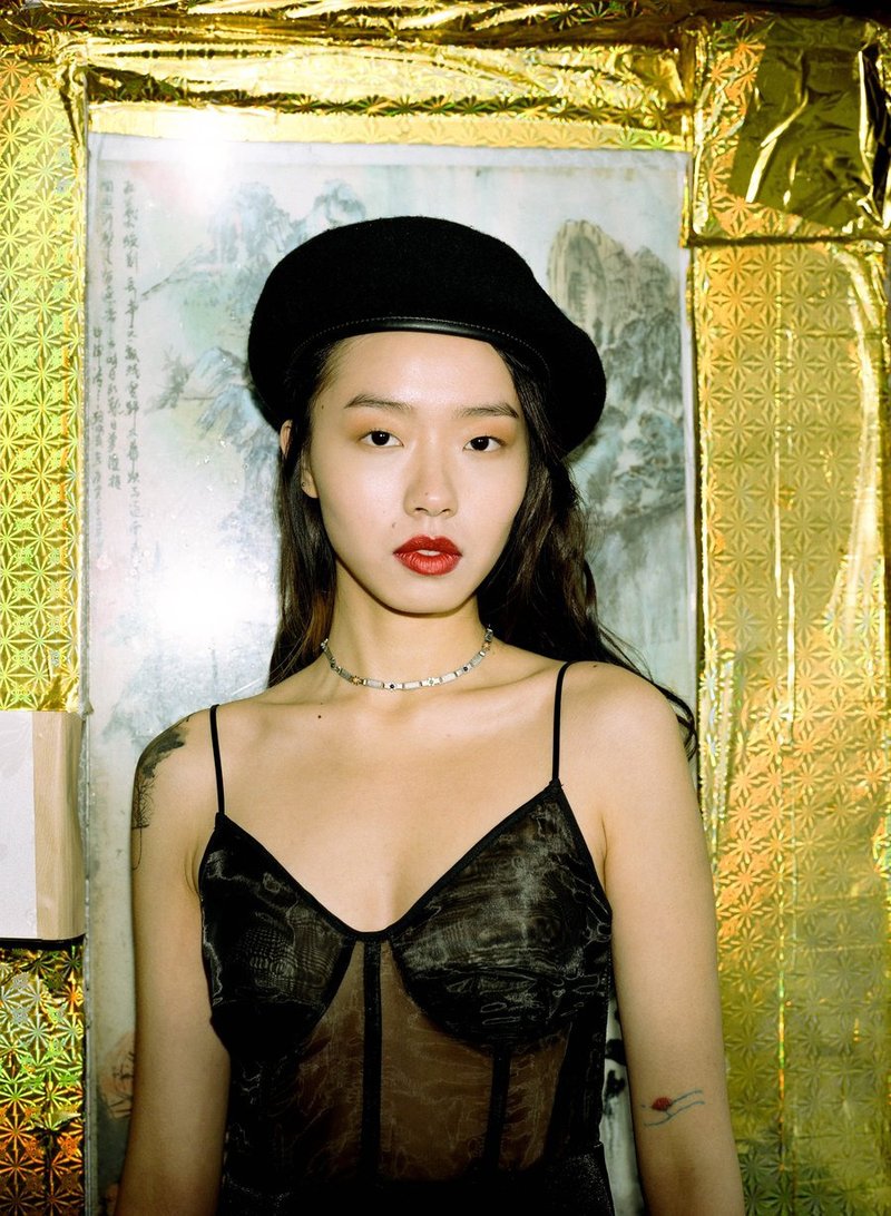 Two Chains 系列 蓝橘小花颈链/项链 银钯金 - 项链 - 铜/黄铜 金色