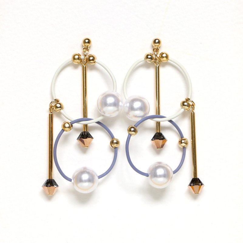 cosmos-white: blue Beads earrings, earrings - 耳环/耳夹 - 其他材质 蓝色