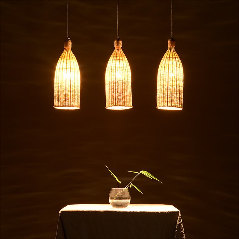 三头竹编小吊灯  创意组合吊灯 - 灯具/灯饰 - 竹 多色