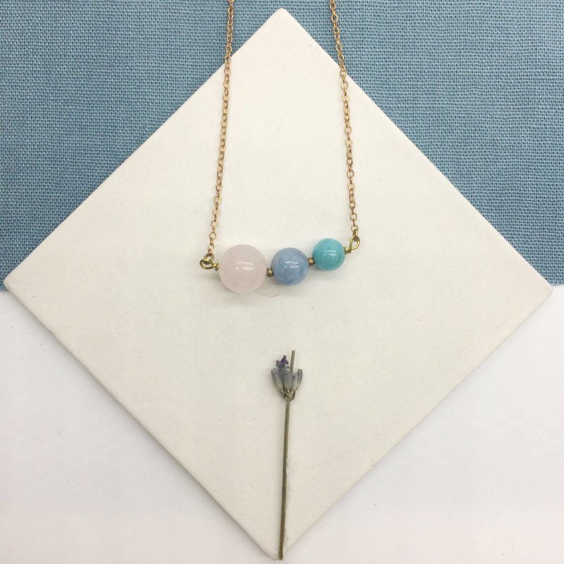 老林杂货Travelin- 天然石手作项链 海蓝宝-粉晶-天河石 - 项链 - 宝石 粉红色