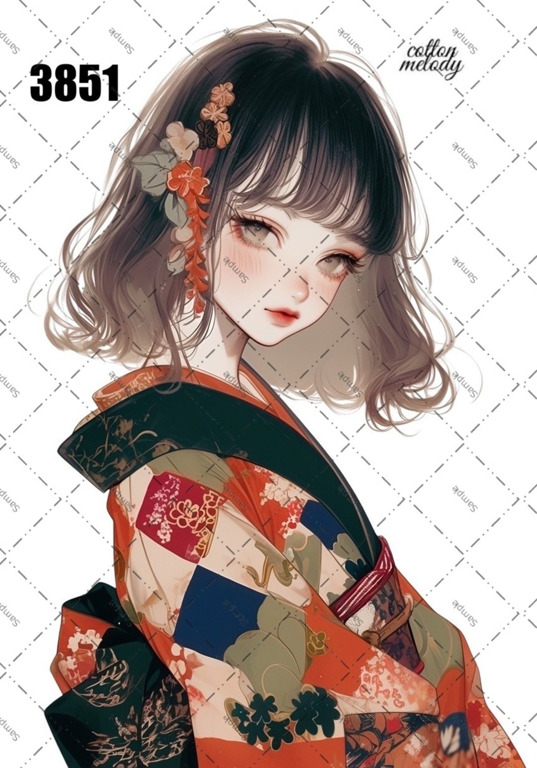 original sticker no.3851 人物贴纸 原创贴纸 原创人物贴纸 装饰贴纸 cotton melody - 贴纸 - 纸 