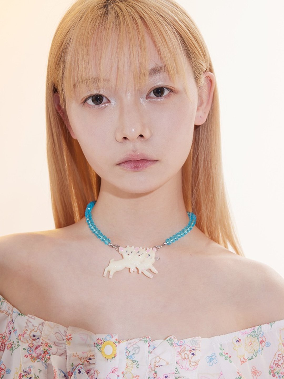 复古小羊 珠串项链 chocker 髮卡 二合一 - 项链 - 其他材质 多色