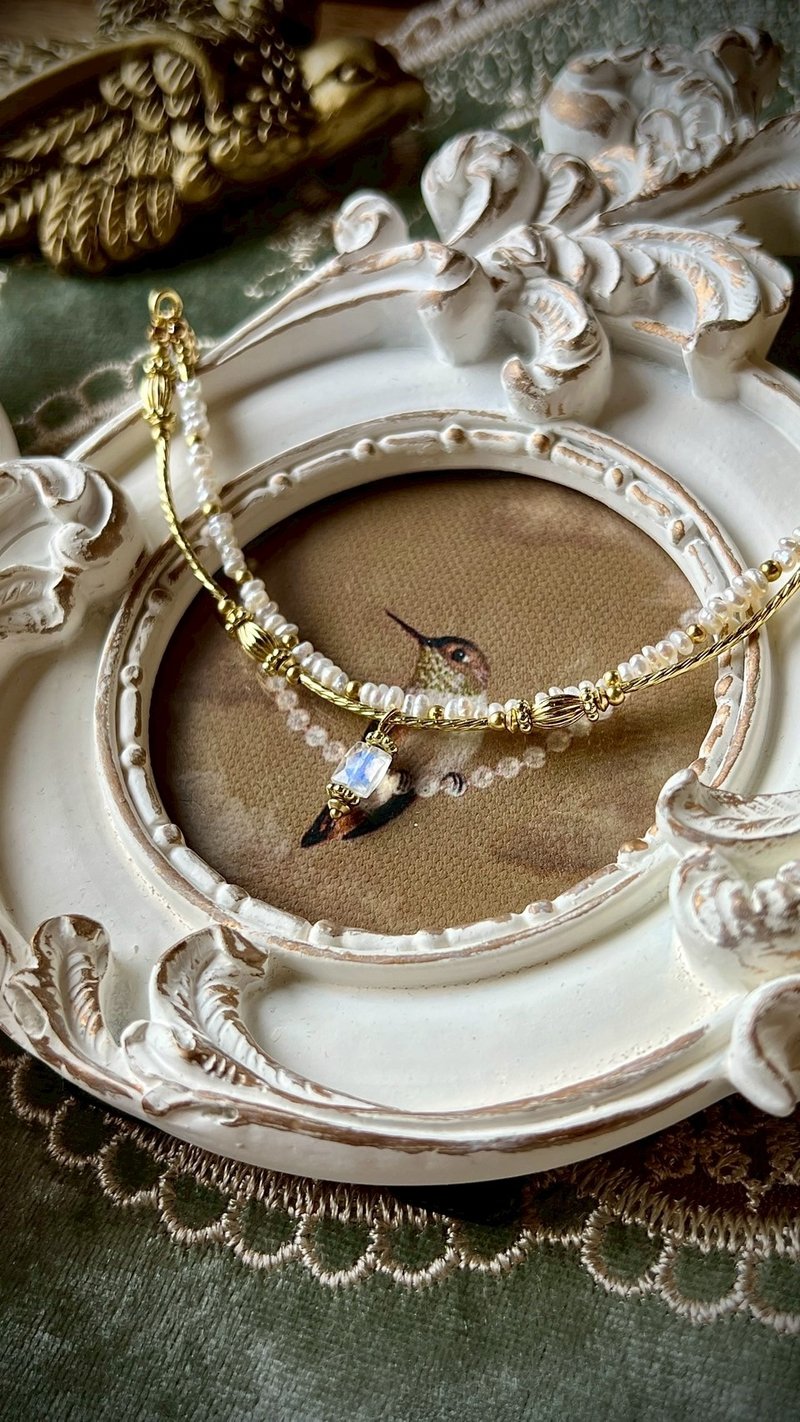 -少女心事 -天然水晶手链/黄铜手链 - 手链/手环 - 半宝石 白色