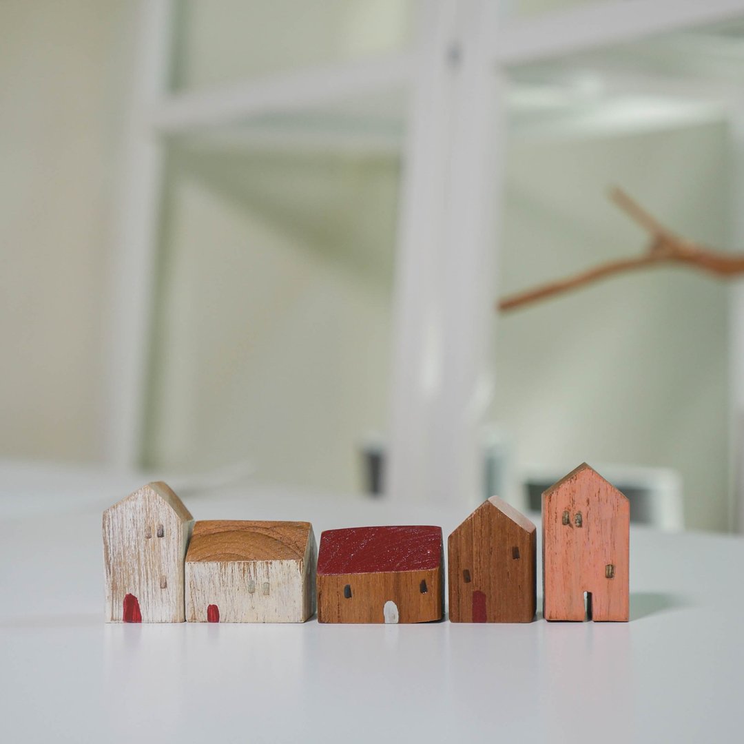 Little House decorative items Set of 5 - 摆饰 - 木头 多色